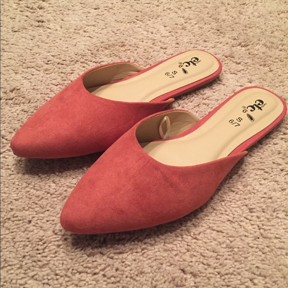 Dark pink slip ons